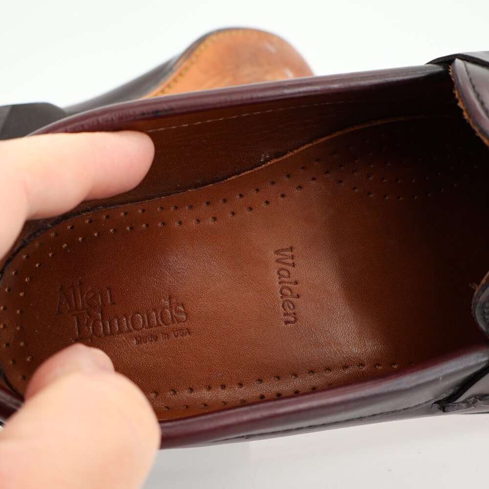 Allen Edmonds Men's Walden Loafer Size 10 3E Burgundy Leather Penny Slip on - Picture 10 of 13
